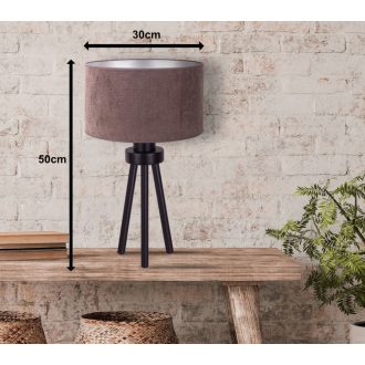   DUOLLA LYON asztali lámpa – Ø 30 cm – barna / ezüstszínű