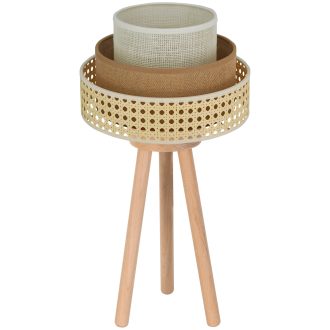  DUOLLA CEDAR LUNETA asztali lámpa – Ø 25 cm – bézs / krémszínű